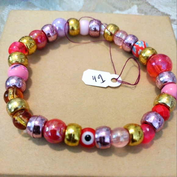 Artemis's Gems custom-made beaded bracelet with evil eye and bubble beads - Picture 1 of 4
